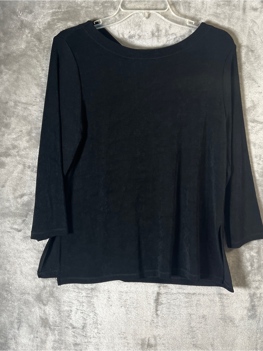 Chico's Black Boatneck 3/4 Sleeve Top